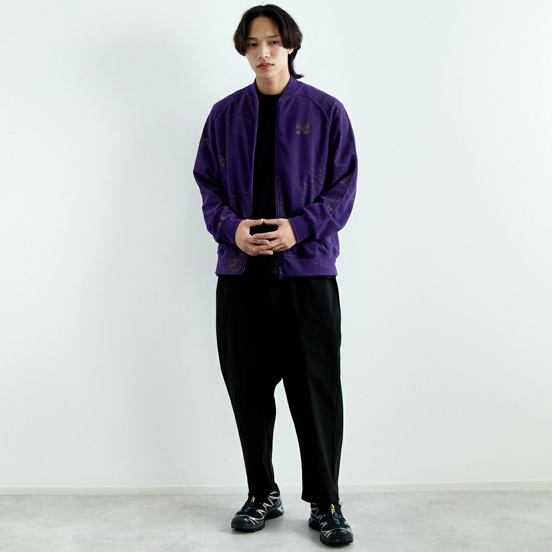 Needles [ニードルズ] リブカラートラックジャケット [QV329] A PURPLE &&モデル身長：179cm 着用サイズ：L&&