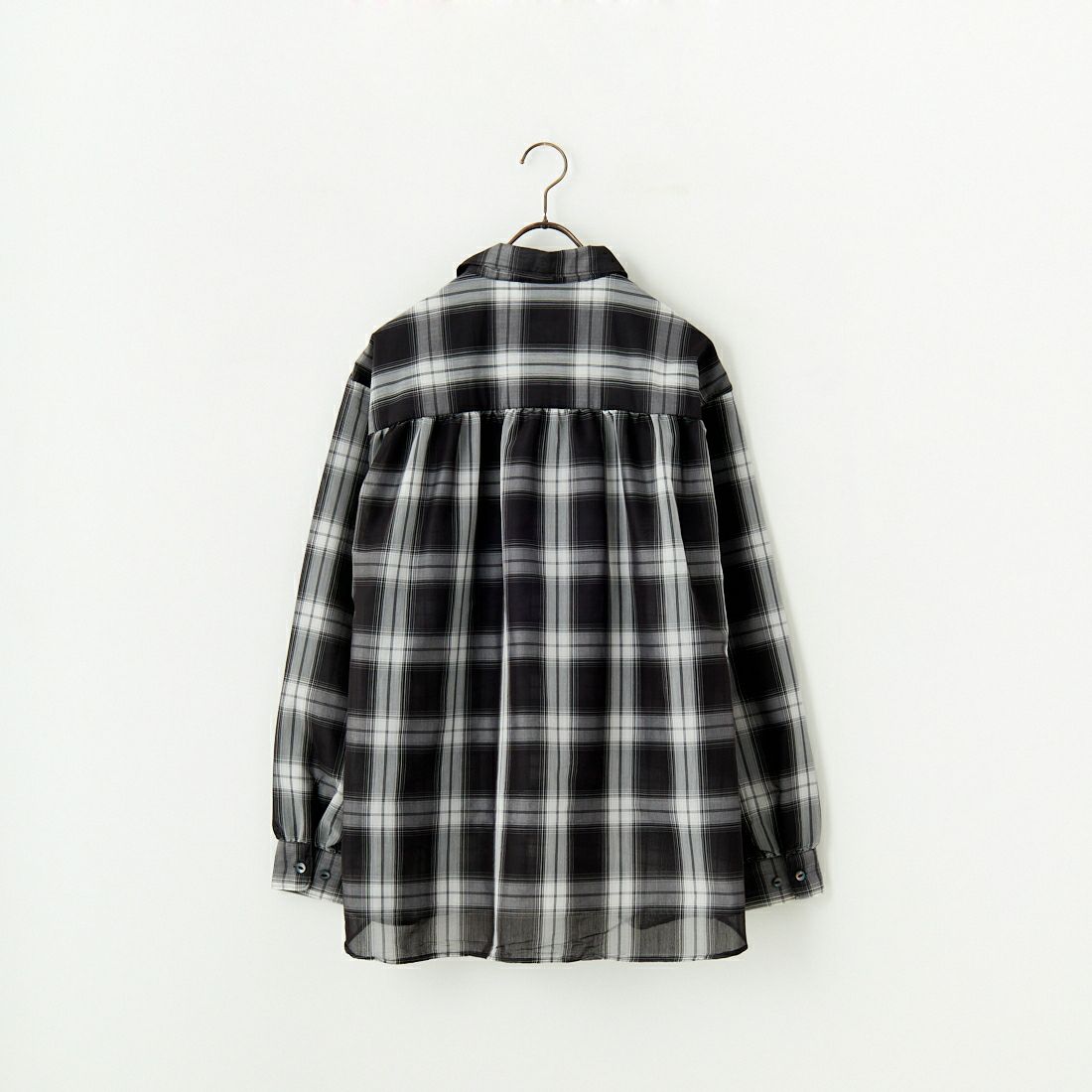 MANUAL ALPHABET [マニュアルアルファベット] T/Cボイルローンチェックワイドシャツ [MA-S-765] BLACK
