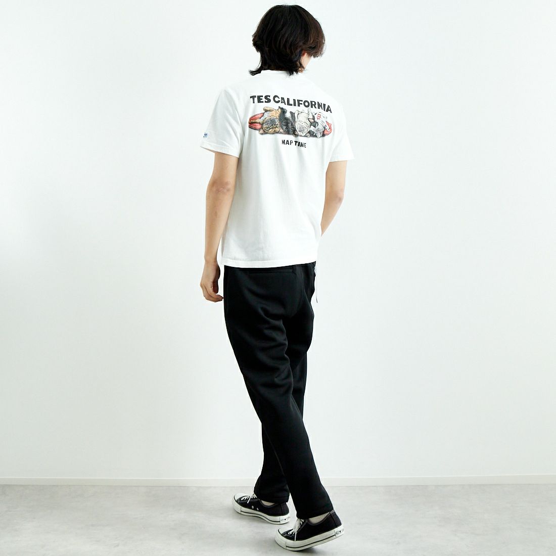 Jeans Factory Clothes [ジーンズファクトリークローズ] ハニダンワイドテーパードパンツ [JFC-251-001] 61 BLK &&モデル身長：179cm 着用サイズ：L&&