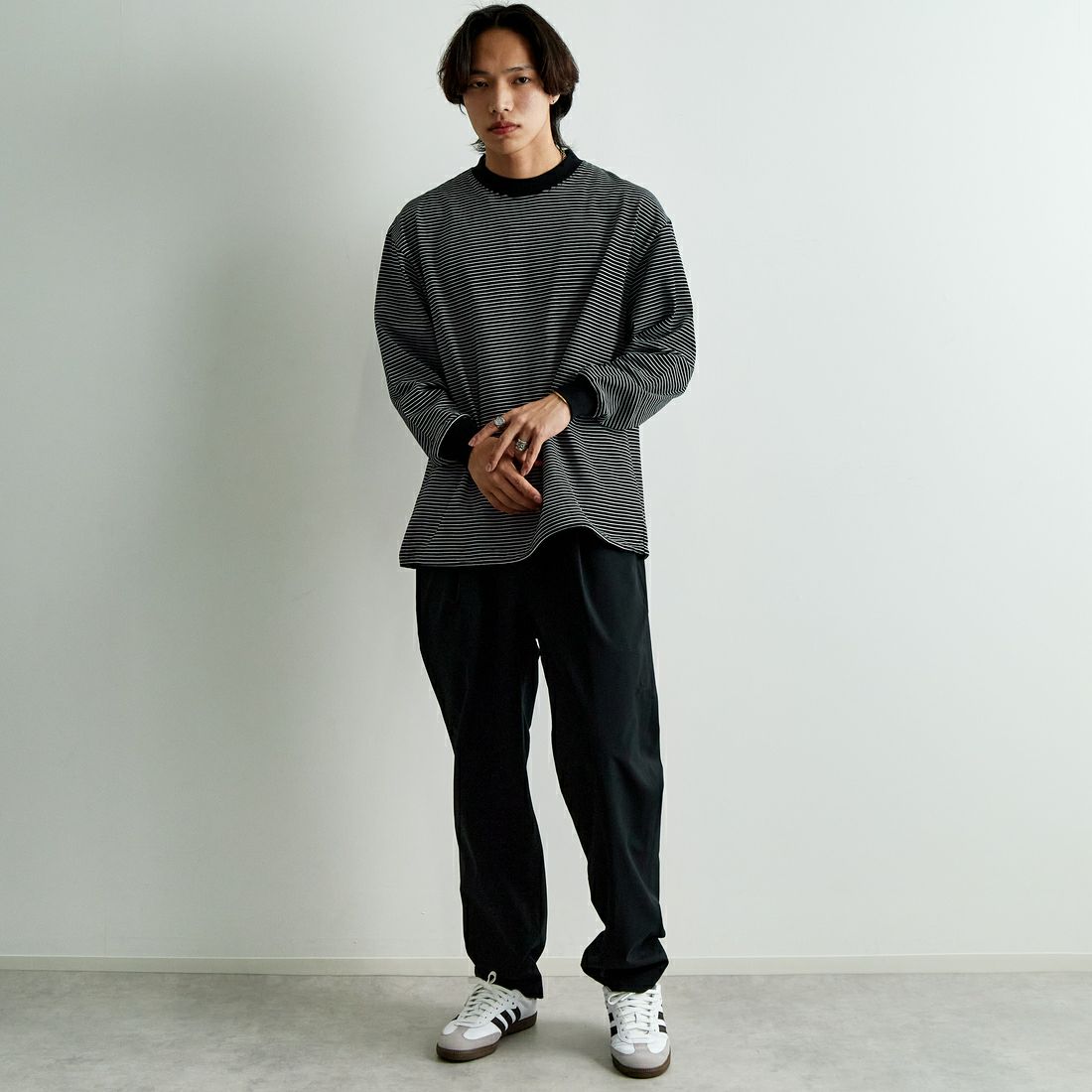 MIZUNO [ミズノ] 別注 エアリーベントパンツ [B2JFCW05-JF] ｱｯｼｭﾌﾞﾗｯｸ &&モデル身長：179cm 着用サイズ：XL&&