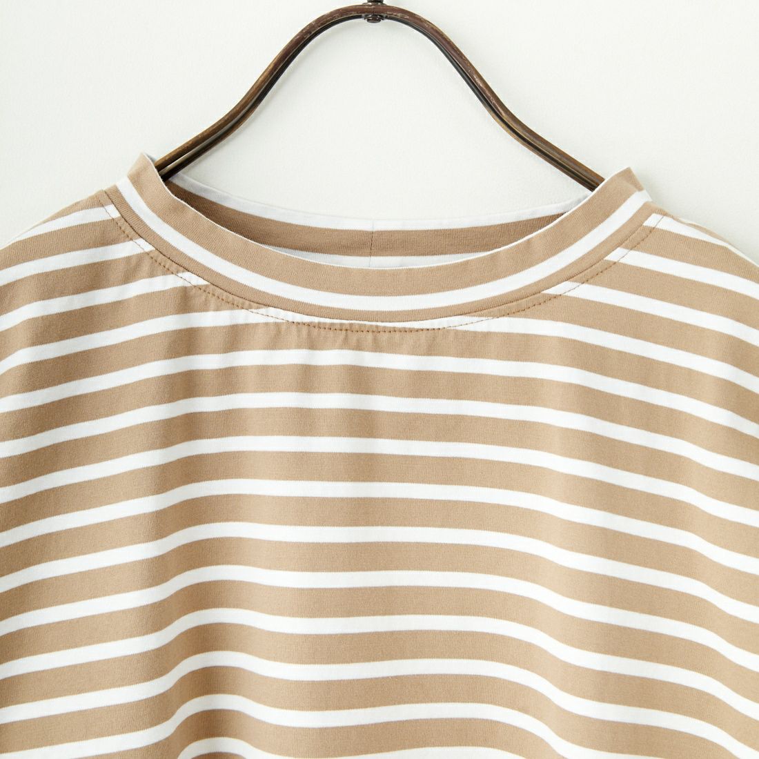 Commencement [コメンスメント] ボーダーローネック七分袖Tシャツ [C-186B] BEIGE/WHIT