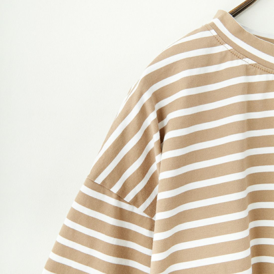 Commencement [コメンスメント] ボーダーローネック七分袖Tシャツ [C-186B] BEIGE/WHIT