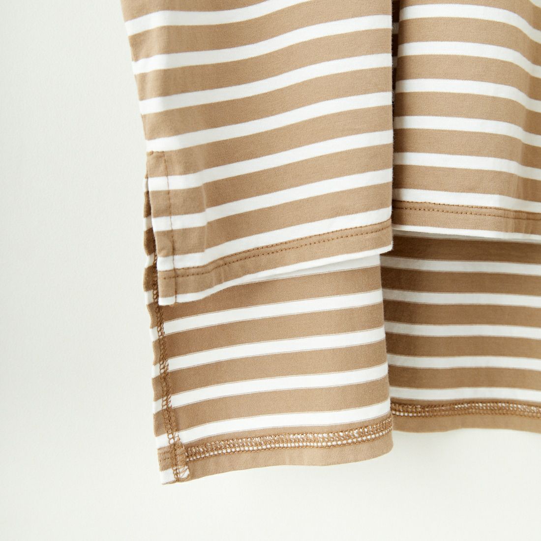 Commencement [コメンスメント] ボーダーローネック七分袖Tシャツ [C-186B] BEIGE/WHIT