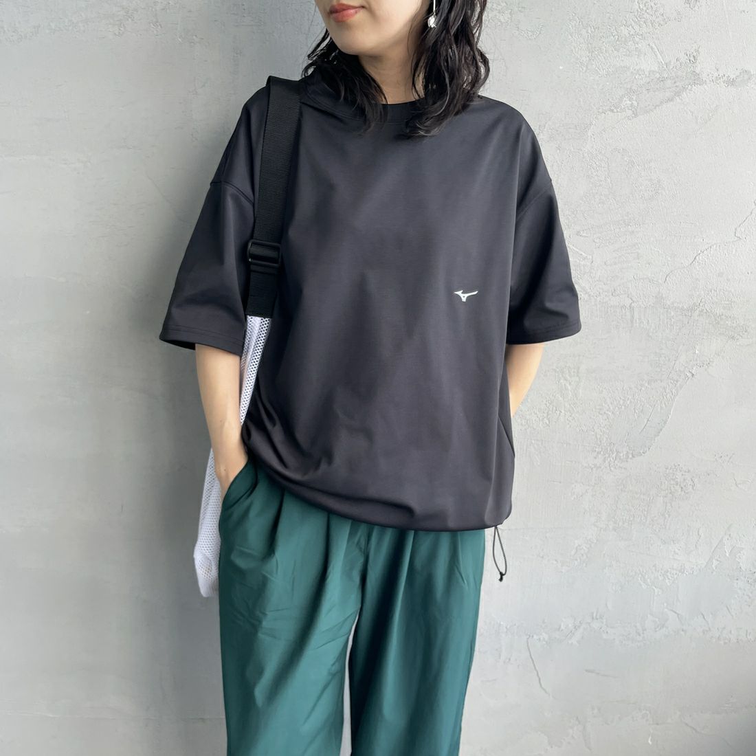 MIZUNO [ミズノ] 別注 ヘビーオンスTeeシャツ [B2JACW05-JF] ﾌﾞﾗｯｸ &&モデル身長：160cm 着用サイズ：S&&
