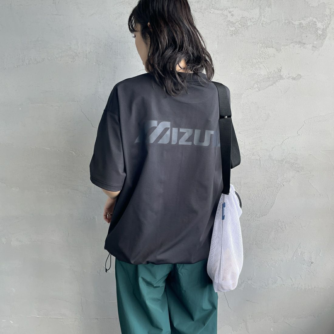 MIZUNO [ミズノ] 別注 ヘビーオンスTeeシャツ [B2JACW05-JF] ﾌﾞﾗｯｸ &&モデル身長：160cm 着用サイズ：S&&