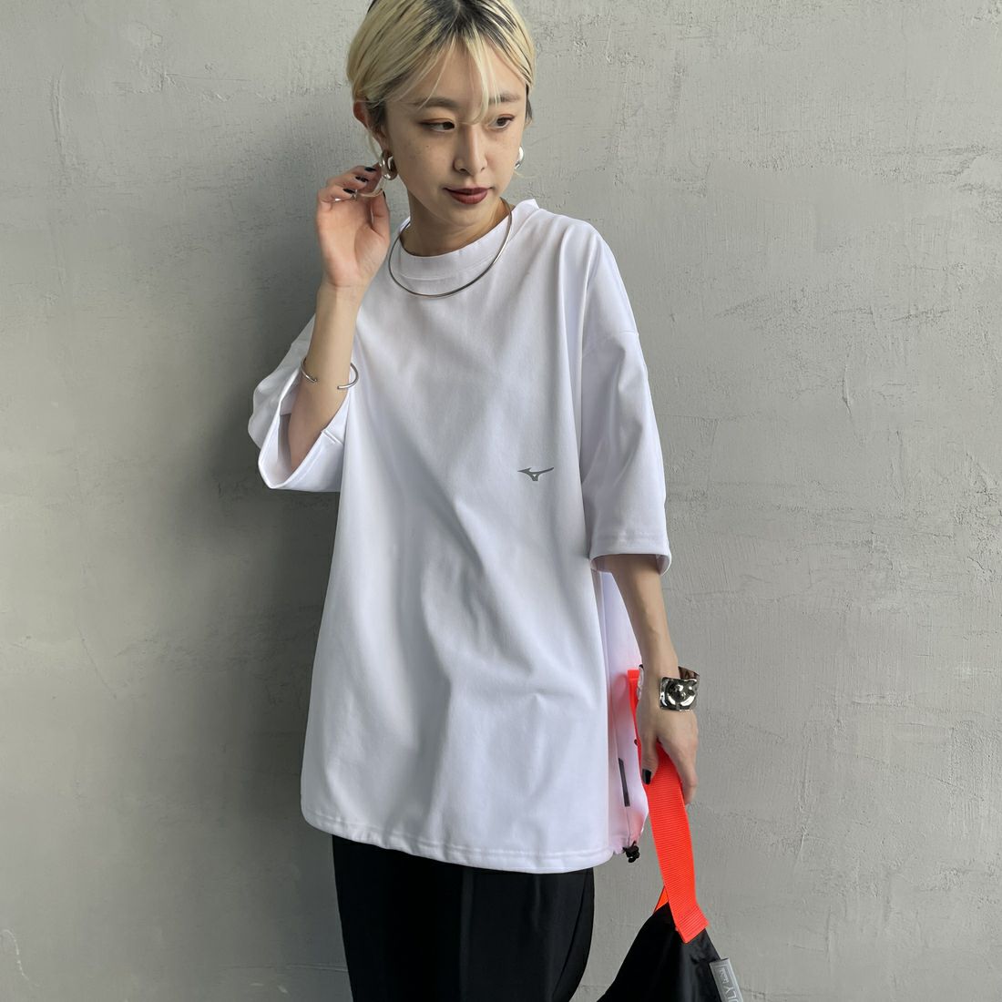 MIZUNO [ミズノ] 別注 ヘビーオンスTeeシャツ [B2JACW05-JF] ﾎﾜｲﾄ &&モデル身長：156cm 着用サイズ：S&&