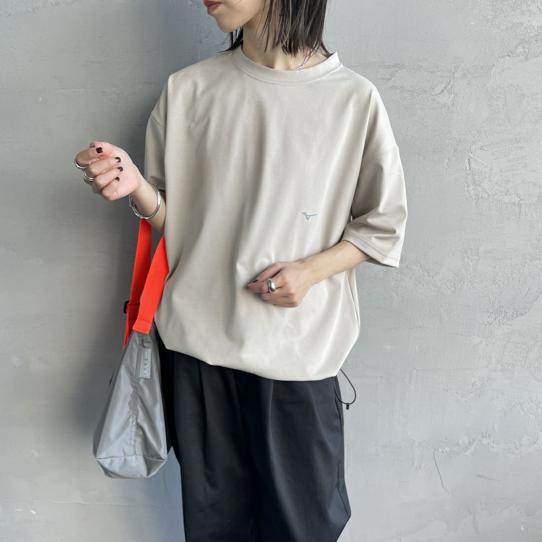 MIZUNO [ミズノ] 別注 ヘビーオンスTeeシャツ [B2JACW05-JF] ｸﾞﾚｰｼﾞｭ &&モデル身長：163cm 着用サイズ：S&&