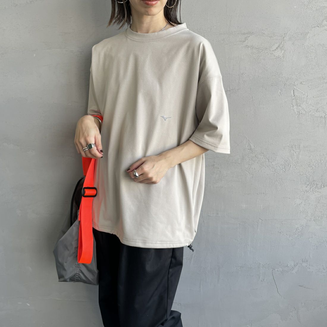 MIZUNO [ミズノ] 別注 ヘビーオンスTeeシャツ [B2JACW05-JF] ｸﾞﾚｰｼﾞｭ &&モデル身長：163cm 着用サイズ：S&&