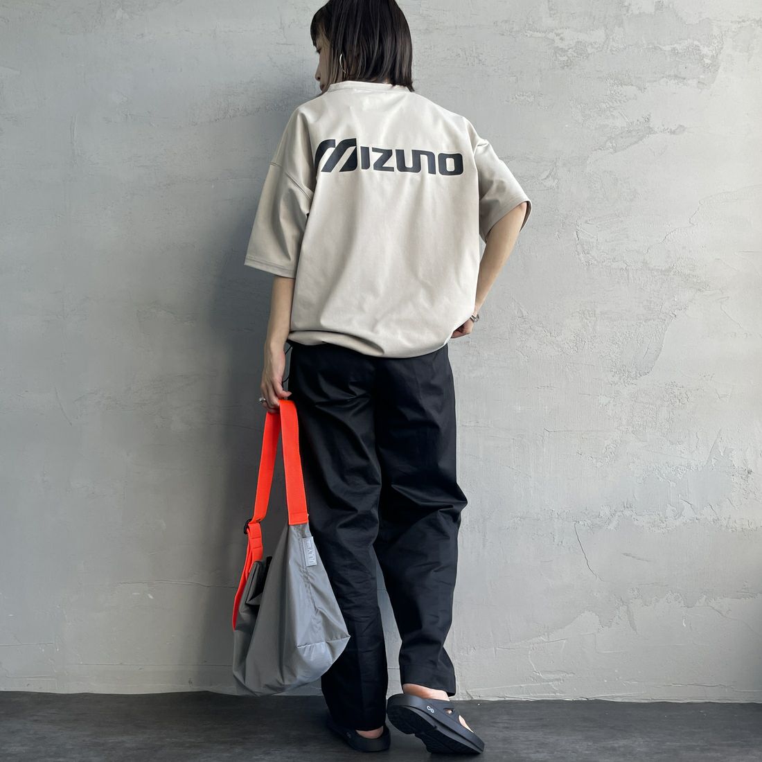 MIZUNO [ミズノ] 別注 ヘビーオンスTeeシャツ [B2JACW05-JF] ｸﾞﾚｰｼﾞｭ &&モデル身長：163cm 着用サイズ：S&&