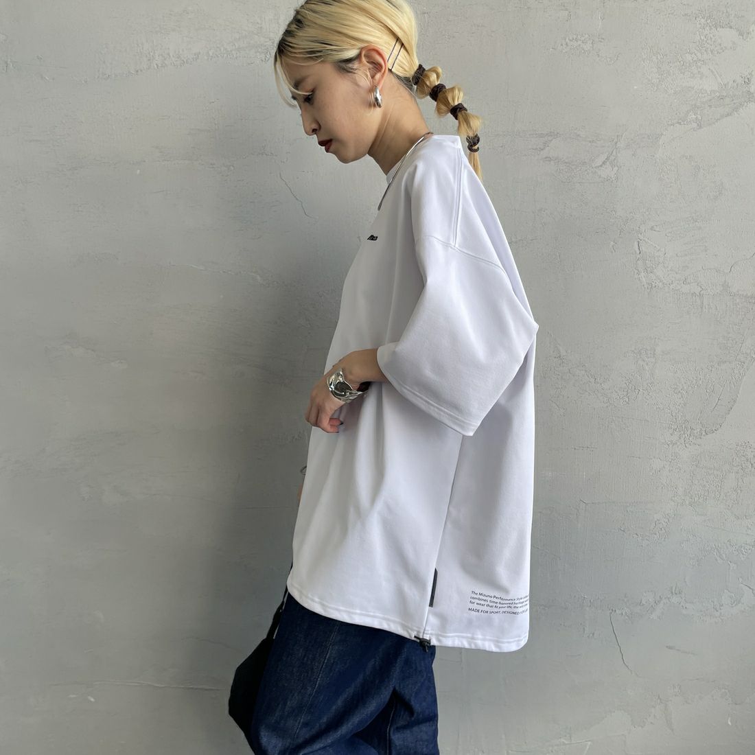 MIZUNO [ミズノ] 別注 ヘビーオンスTeeシャツ [B2JACW06-JF] ﾎﾜｲﾄ &&モデル身長：150cm 着用サイズ：S&&