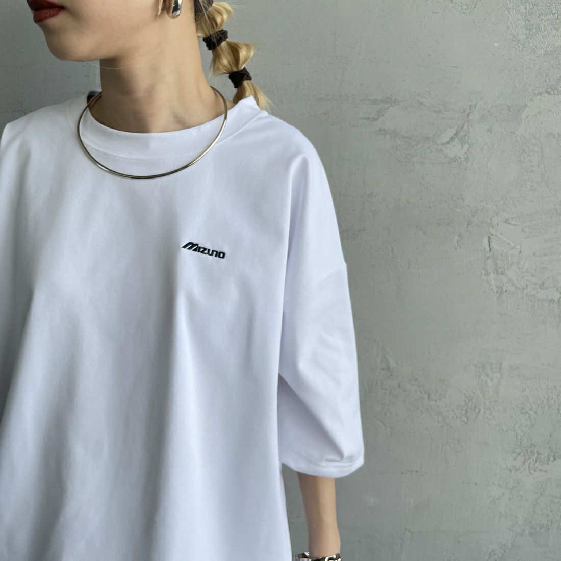 MIZUNO [ミズノ] 別注 ヘビーオンスTeeシャツ [B2JACW06-JF] ﾎﾜｲﾄ &&モデル身長：150cm 着用サイズ：S&&
