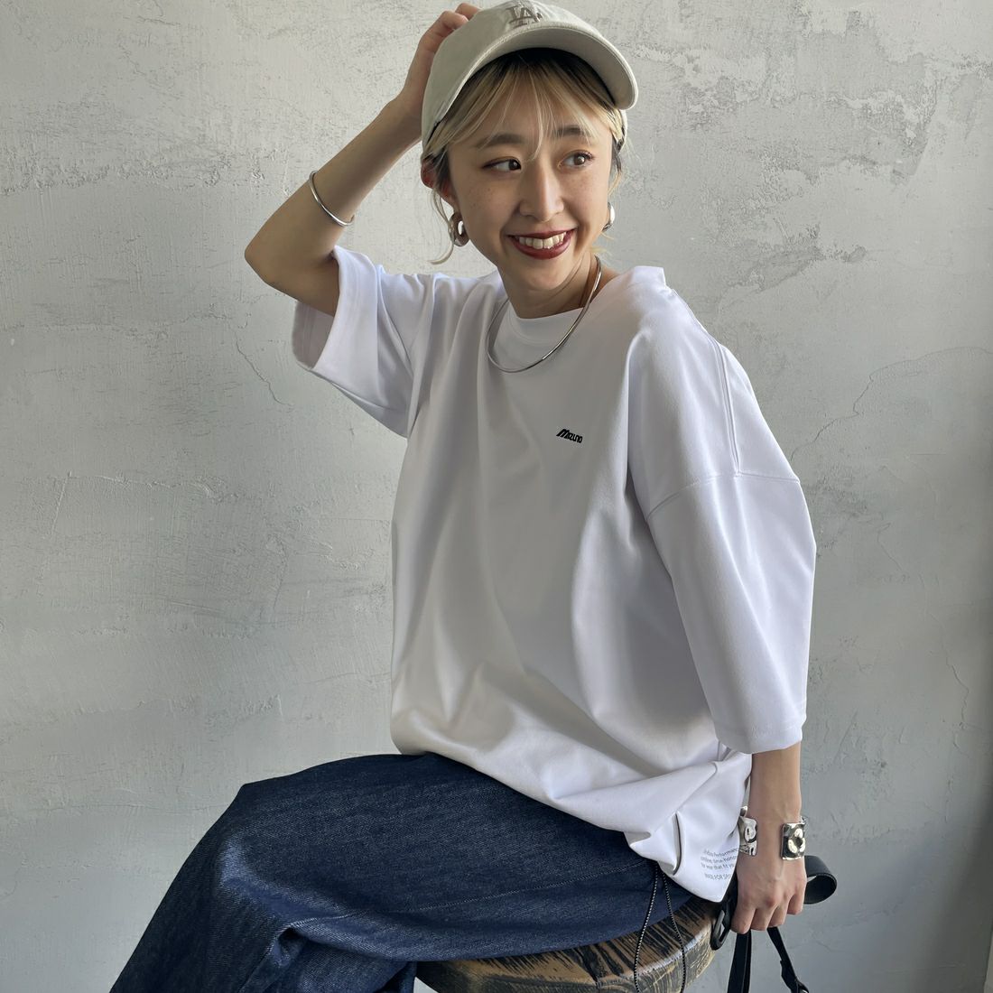 MIZUNO [ミズノ] 別注 ヘビーオンスTeeシャツ [B2JACW06-JF] ﾎﾜｲﾄ &&モデル身長：150cm 着用サイズ：S&&