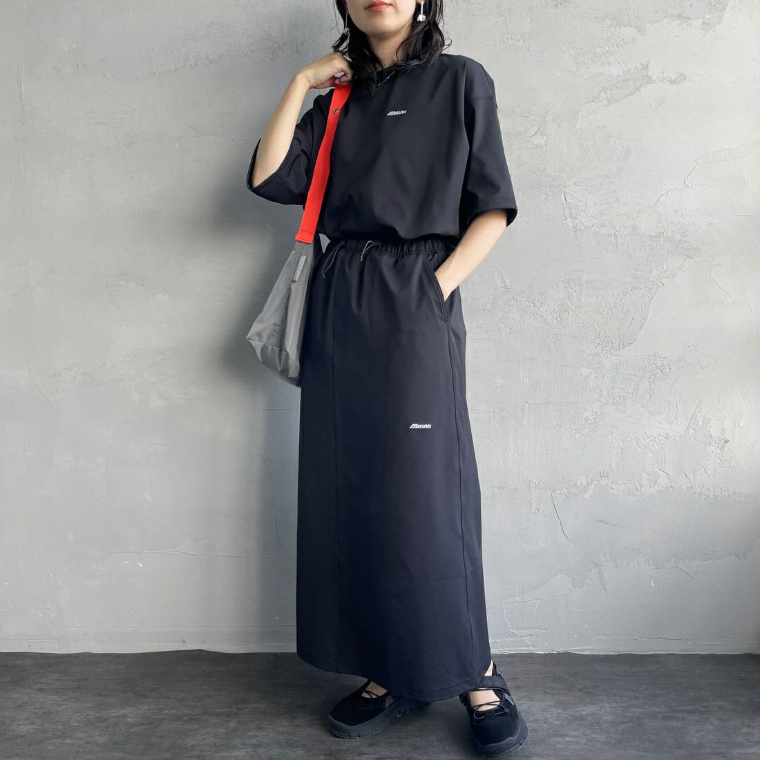 MIZUNO [ミズノ] 別注 ヘビーオンスTeeシャツ [B2JACW06-JF] ﾌﾞﾗｯｸ &&モデル身長：160cm 着用サイズ：S&&