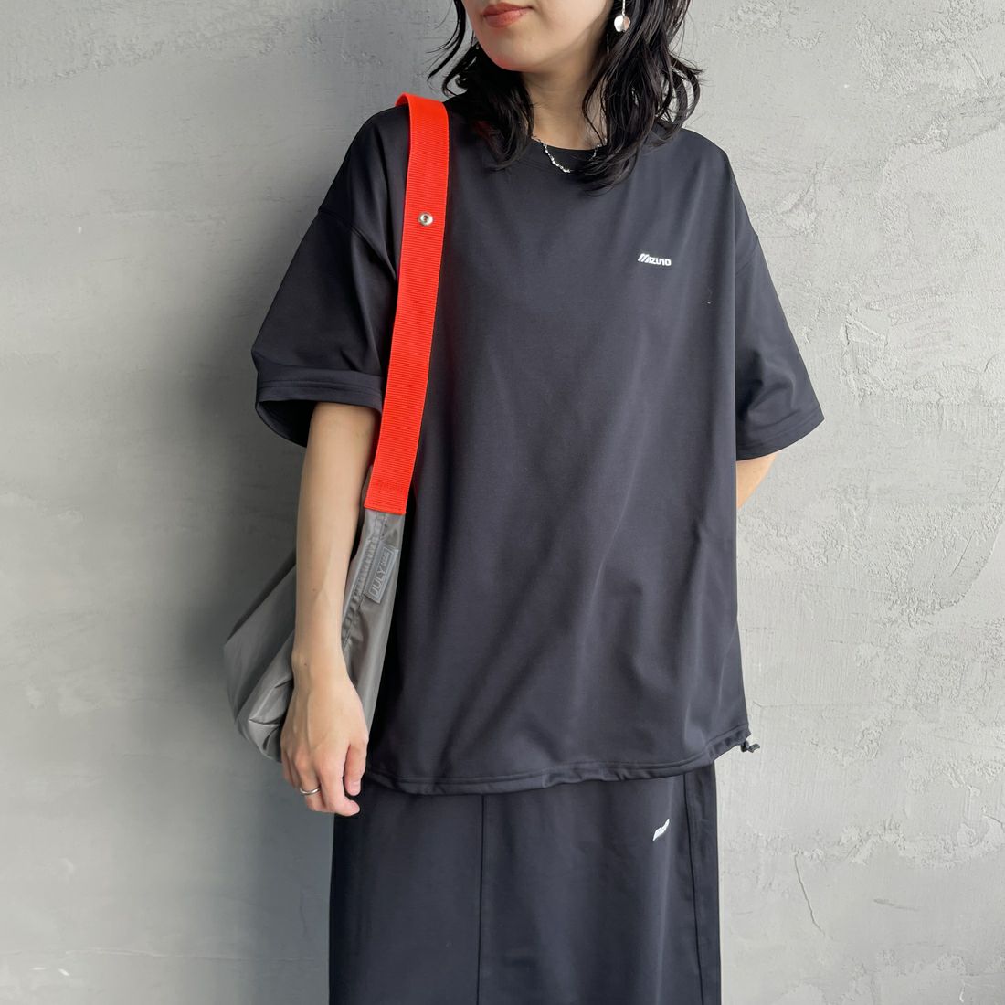 MIZUNO [ミズノ] 別注 ヘビーオンスTeeシャツ [B2JACW06-JF] ﾌﾞﾗｯｸ &&モデル身長：160cm 着用サイズ：S&&