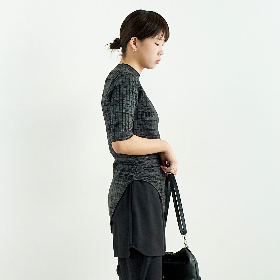 RIM.ARK [リムアーク] ミックスカラーボディスーツ [460ISL70-0891] 160 GRY &&モデル身長：167cm 着用サイズ：F&&