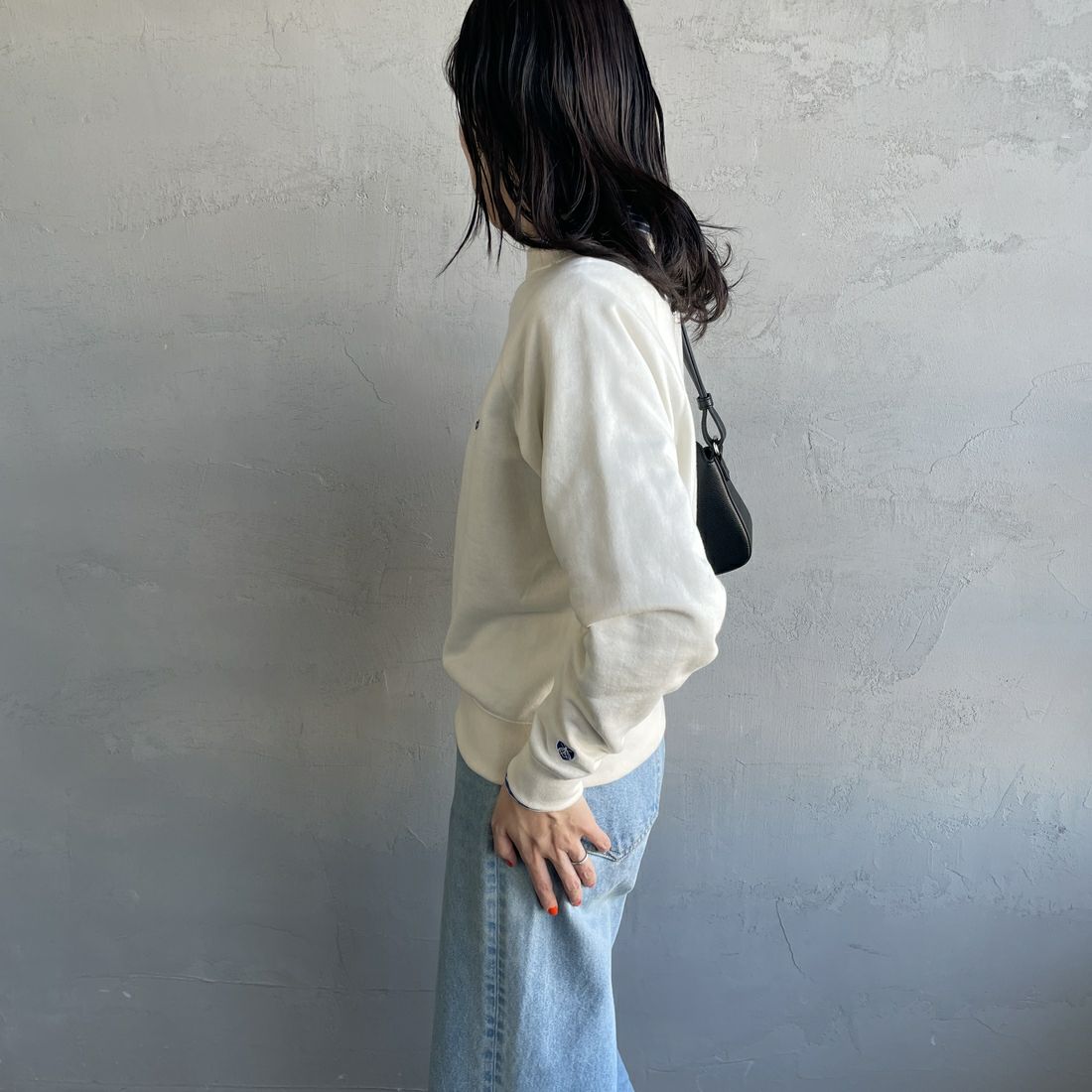 ORCIVAL [オーシバル] スウェットプルオーバー [OR-C0429MAZ] ECRU &&モデル身長：167cm 着用サイズ：1&&