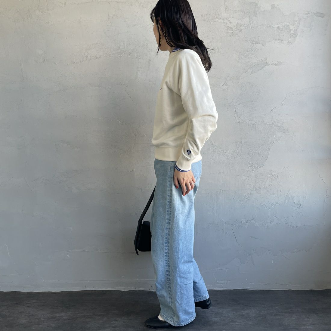 ORCIVAL [オーシバル] スウェットプルオーバー [OR-C0429MAZ] ECRU &&モデル身長：167cm 着用サイズ：1&&