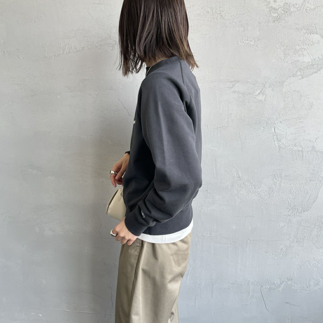 ORCIVAL [オーシバル] スウェットプルオーバー [OR-C0429MAZ]BLACK&&モデル身長：167cm 着用サイズ：1&&