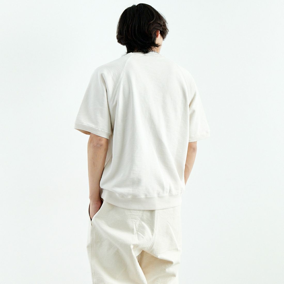 Noir Fabrik [ヌワールファブリック] ショートスリーブピグメントスウェットTシャツ [NF-252-029] OFF &&モデル身長：179cm 着用サイズ：L&&