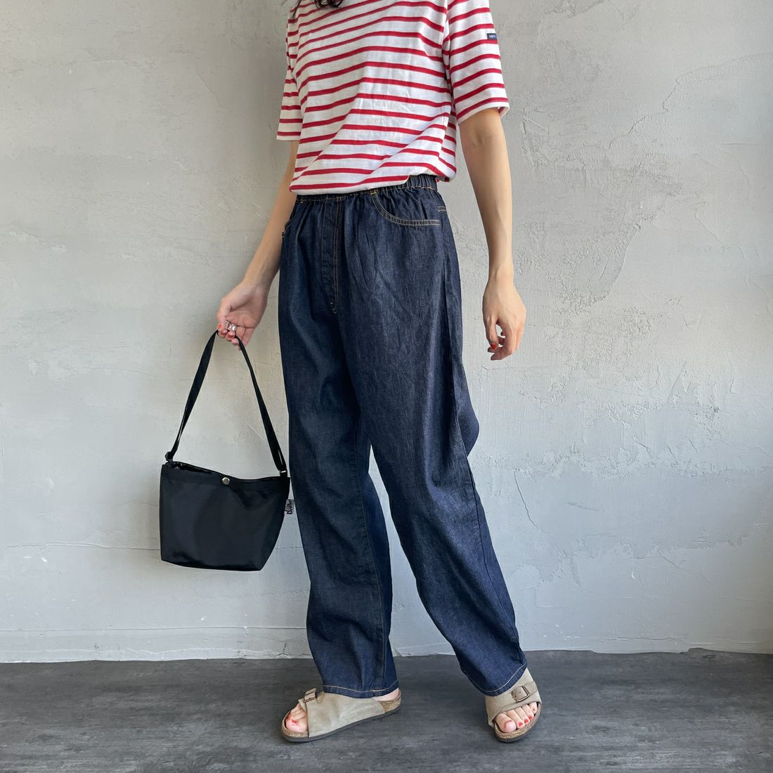 DANTON [ダントン] カラーデニム イージーパンツ [DT-E0034HNZ]  INDIGO &&モデル身長：160cm 着用サイズ：38&&