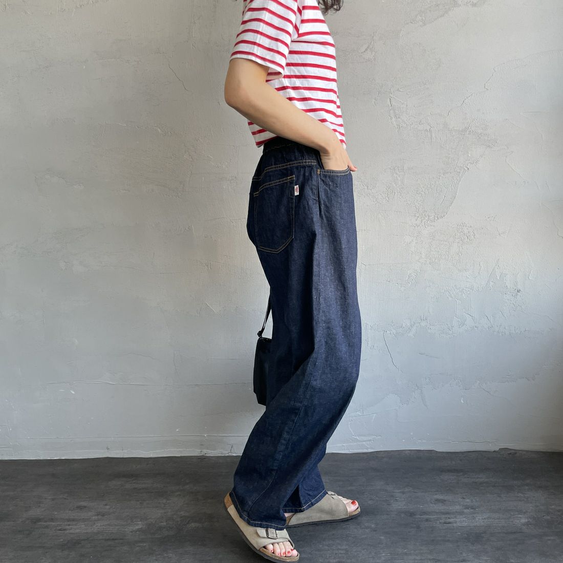 DANTON [ダントン] カラーデニム イージーパンツ [DT-E0034HNZ]  INDIGO &&モデル身長：160cm 着用サイズ：38&&