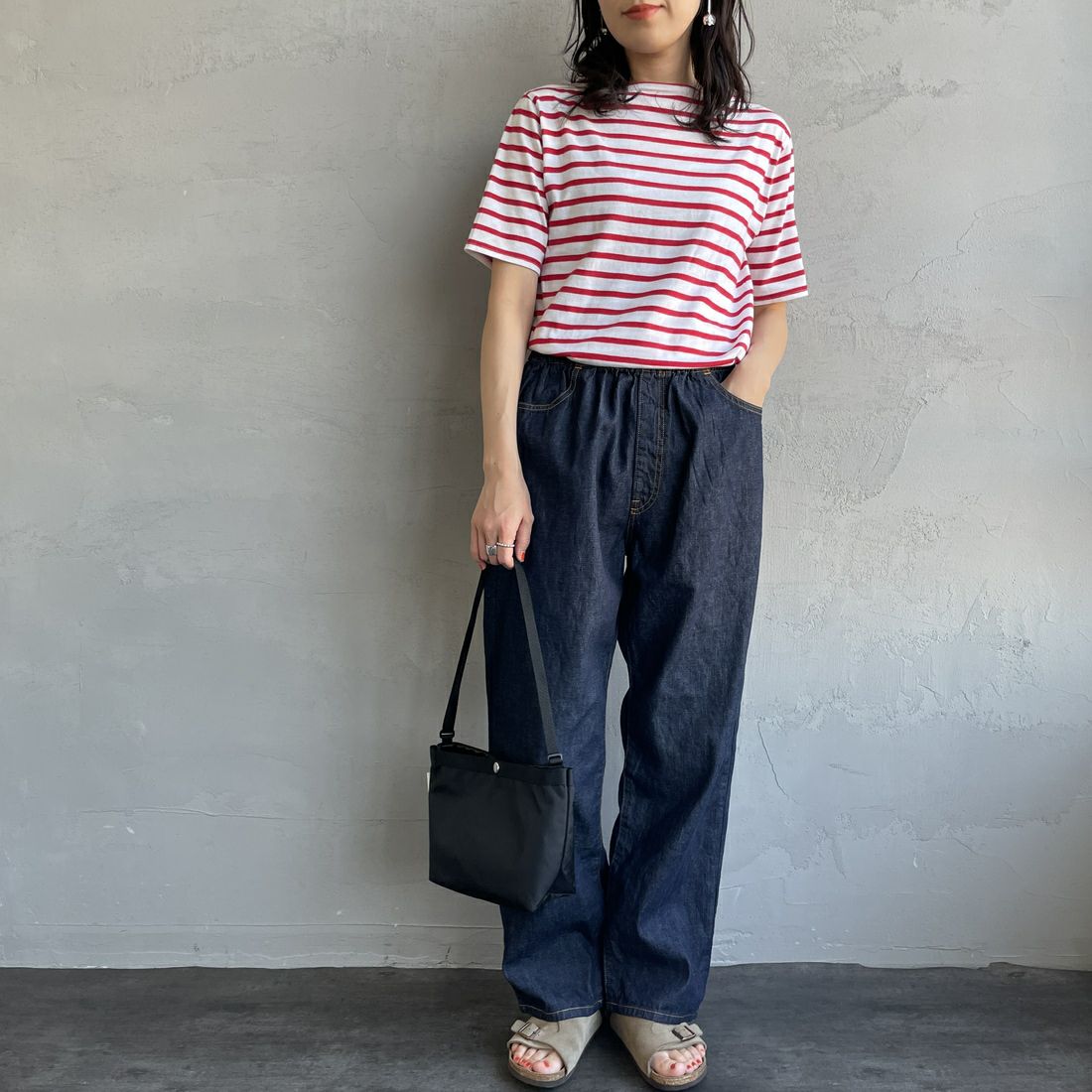 DANTON [ダントン] カラーデニム イージーパンツ [DT-E0034HNZ]  INDIGO &&モデル身長：160cm 着用サイズ：38&&