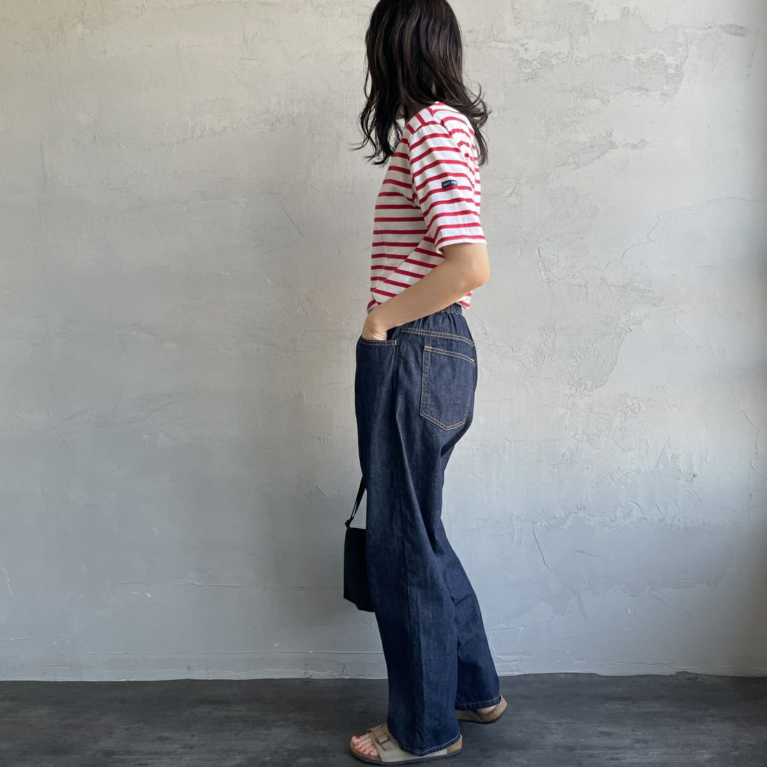 DANTON [ダントン] カラーデニム イージーパンツ [DT-E0034HNZ]  INDIGO &&モデル身長：160cm 着用サイズ：38&&