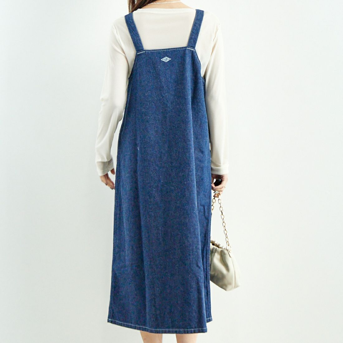 DANTON [ダントン] デニム オーバーオールスカート [DT-F0009KDM] INDIGO &&モデル身長：167cm 着用サイズ：36&&