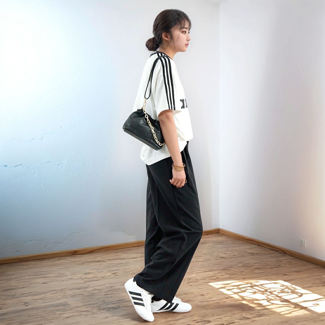 adidas Originals [アディダス オリジナルス] ショートスリーブTシャツ [KMA93] IM9459 &&モデル身長：167cm 着用サイズ：S&&
