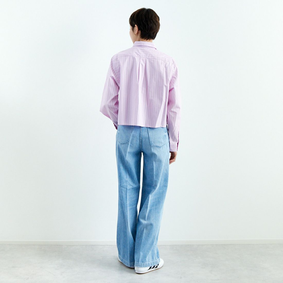 Gymphlex [ジムフレックス] ショートボタンダウンシャツ [GY-B0203CHS] PNK/WHT ST &&モデル身長：160cm 着用サイズ：12&&
