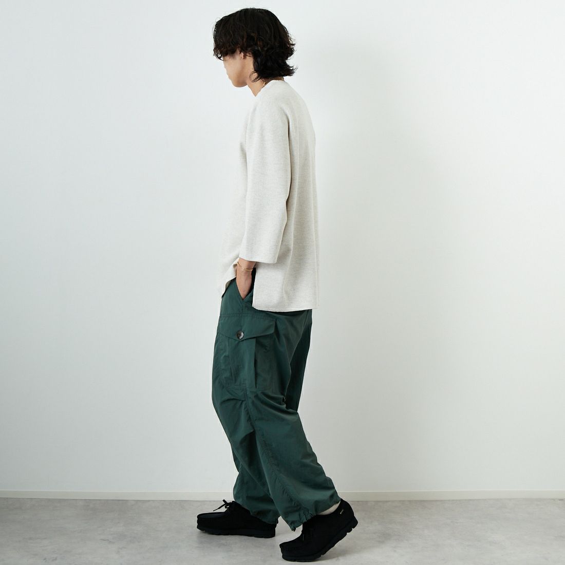 blurhms ROOTSTOCK [ブラームス ルーツストック] 別注 ラフ&スムース サーマル オーバーネック 7分袖Tシャツ [BROOTS24SJF01S25] OATMEAL