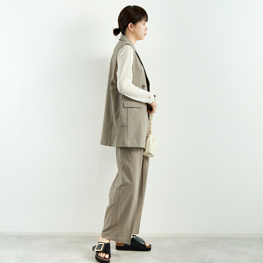 Jeans Factory Clothes [ジーンズファクトリークローズ] マーベルトパンツ [21254056] 001 ｸﾞﾚｰ &&モデル身長：167cm 着用サイズ：36&&