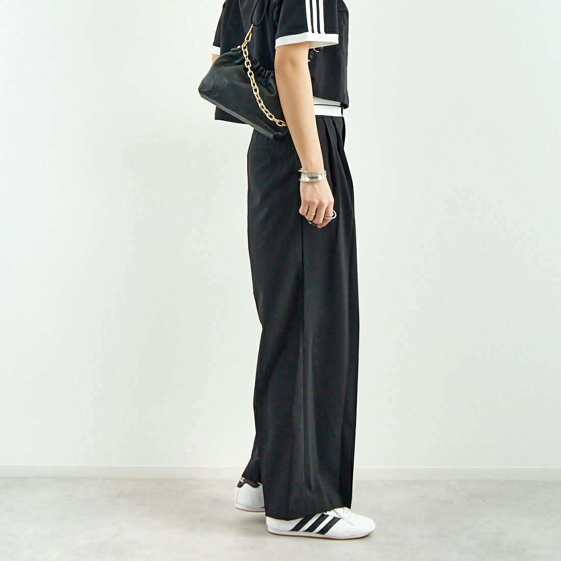 Jeans Factory Clothes [ジーンズファクトリークローズ] マーベルトパンツ [21254056] 004 ﾌﾞﾗｯｸ &&モデル身長：167cm 着用サイズ：36&&