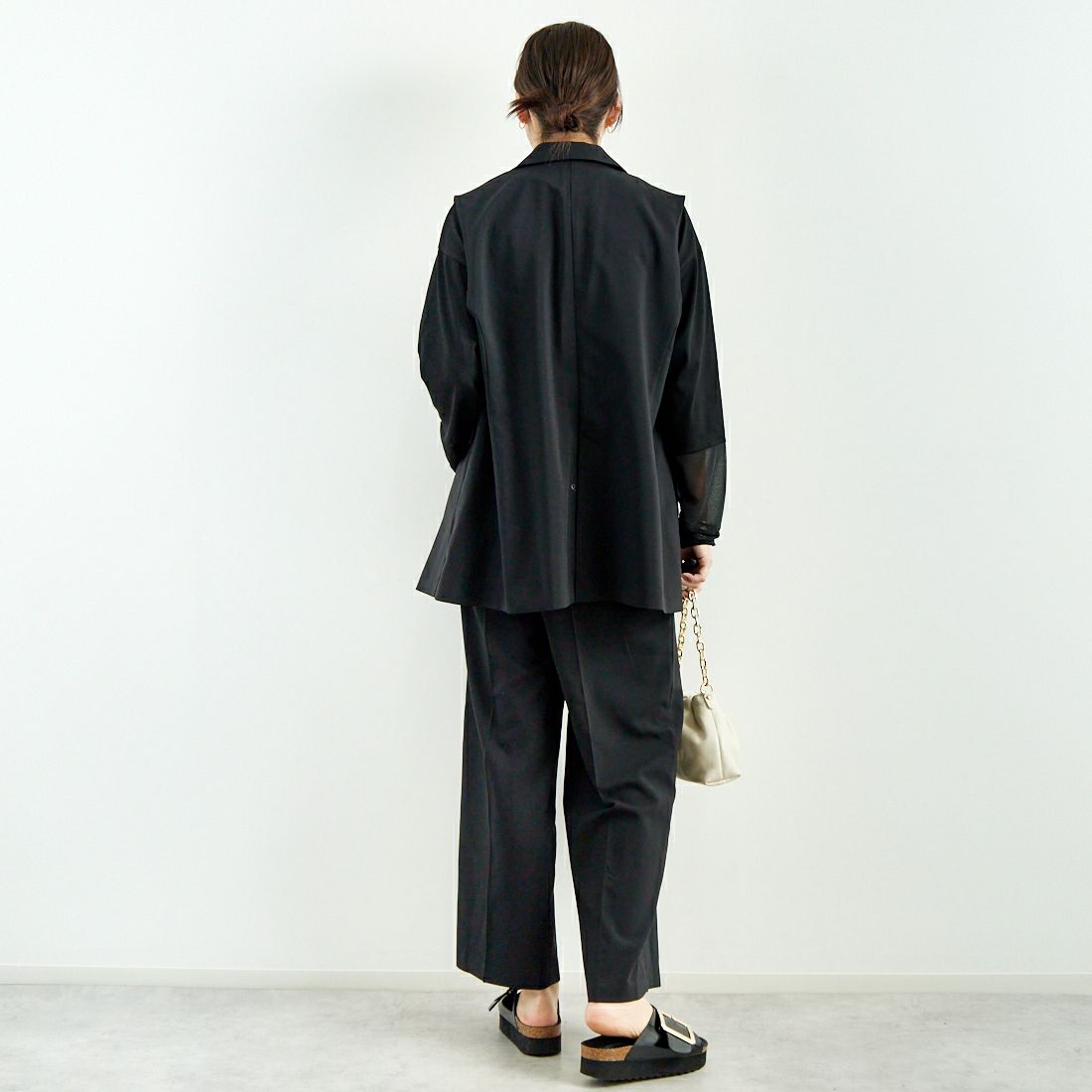 Jeans Factory Clothes [ジーンズファクトリークローズ] マーベルトパンツ [21254056] 004 ﾌﾞﾗｯｸ &&モデル身長：167cm 着用サイズ：36&&