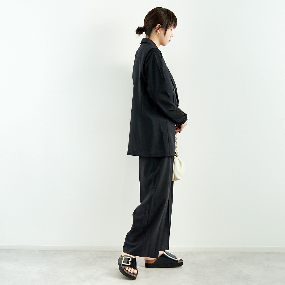 Jeans Factory Clothes [ジーンズファクトリークローズ] マーベルトパンツ [21254056] 004 ﾌﾞﾗｯｸ &&モデル身長：167cm 着用サイズ：36&&
