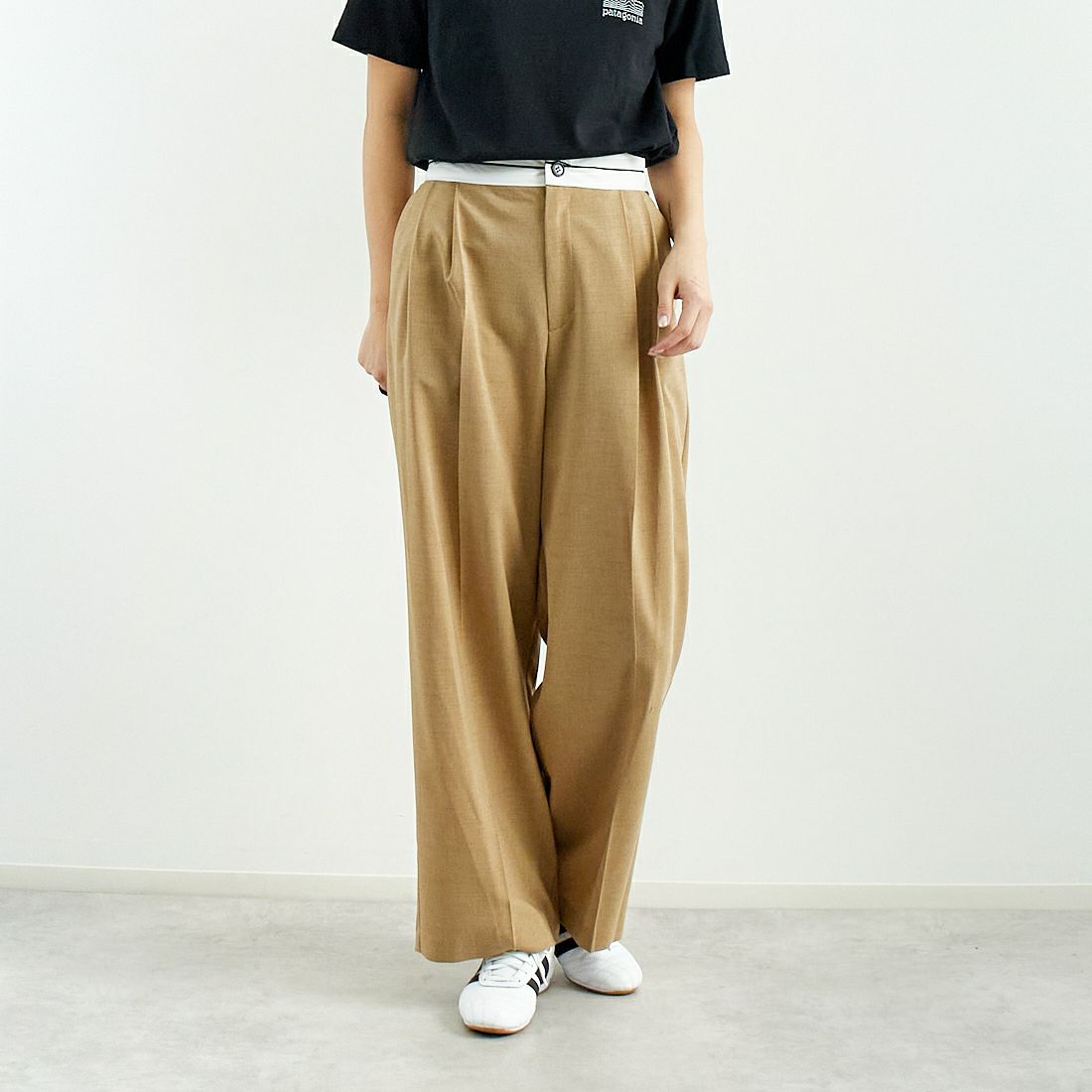Jeans Factory Clothes [ジーンズファクトリークローズ] マーベルトパンツ [21254056] 033 ﾍﾞｰｼﾞｭ &&モデル身長：167cm 着用サイズ：36&&