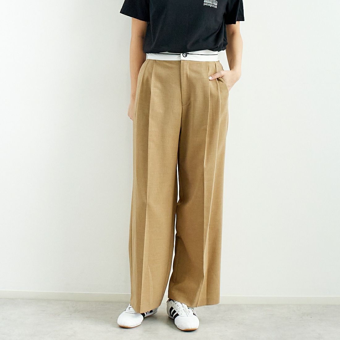 Jeans Factory Clothes [ジーンズファクトリークローズ] マーベルトパンツ [21254056] 033 ﾍﾞｰｼﾞｭ &&モデル身長：167cm 着用サイズ：36&&
