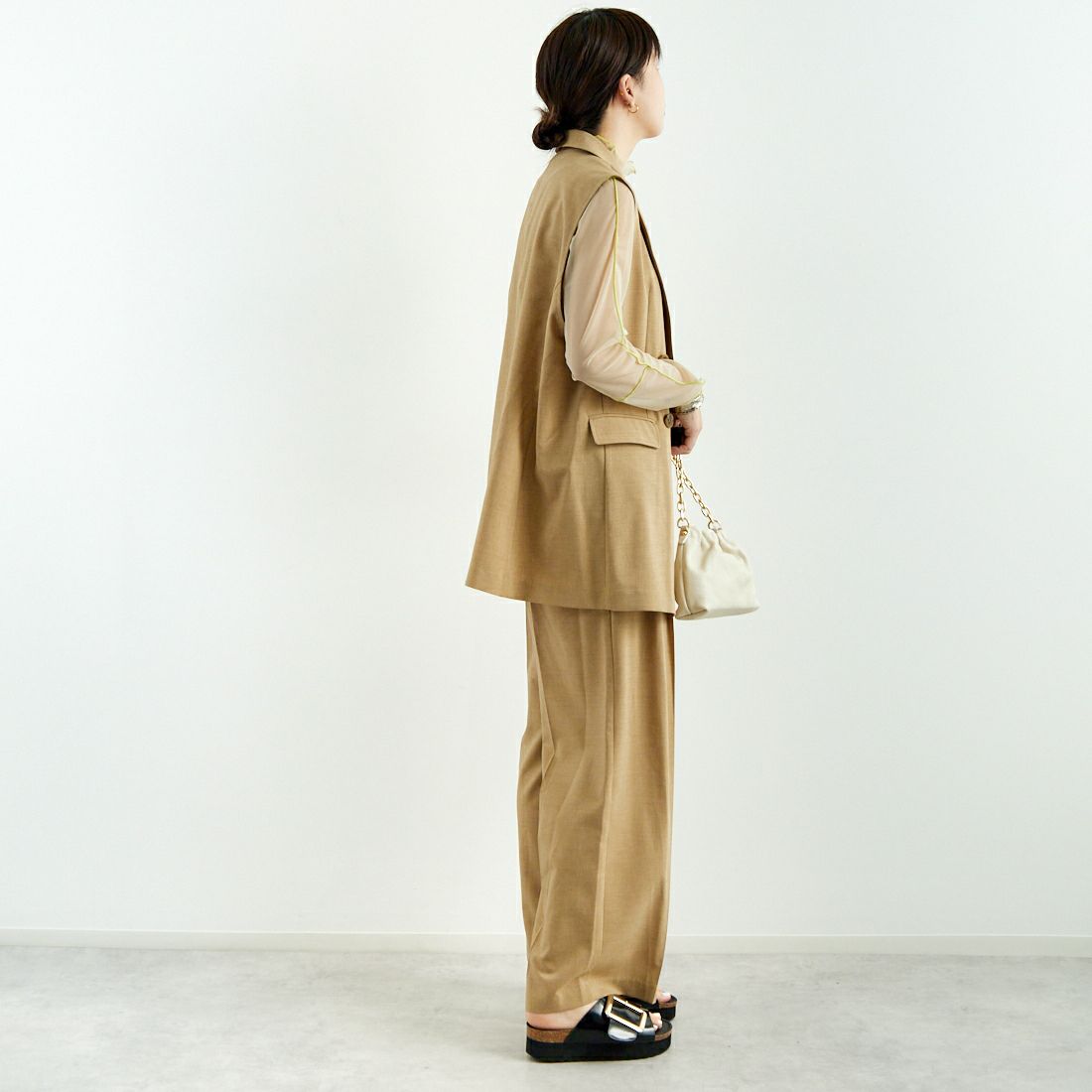 Jeans Factory Clothes [ジーンズファクトリークローズ] マーベルトパンツ [21254056] 033 ﾍﾞｰｼﾞｭ &&モデル身長：167cm 着用サイズ：36&&