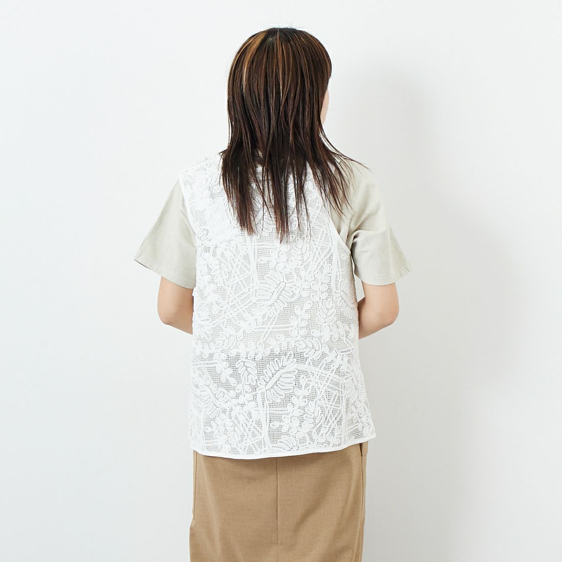 Jf Ready Made [ジェイエフレディメイド] 前後2WAYベスト [24993-JK] OFF WHITE &&モデル身長：167cm 着用サイズ：F&&