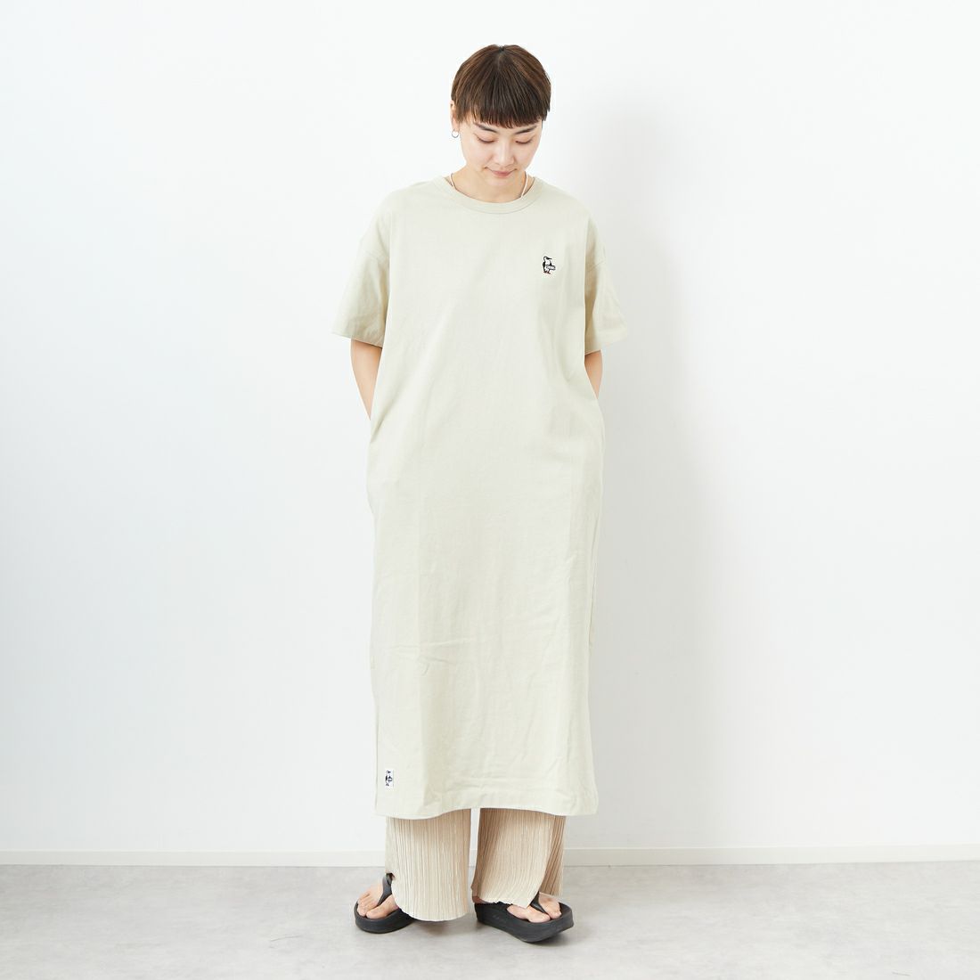 CHUMS [チャムス] ブービーロングワンピース [CH18-1243] G057 GREIG &&モデル身長：160cm 着用サイズ：WL&&