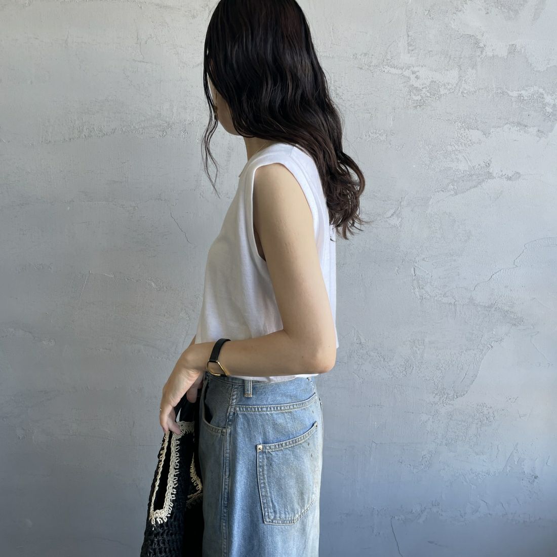 Hanes [ヘインズ] ウィメンズ ジャパンフィット 2枚組 スリーブレスTシャツ [HW5327] 904 ﾋﾟﾝｸ/ﾎ &&モデル身長：160cm 着用サイズ：M&&