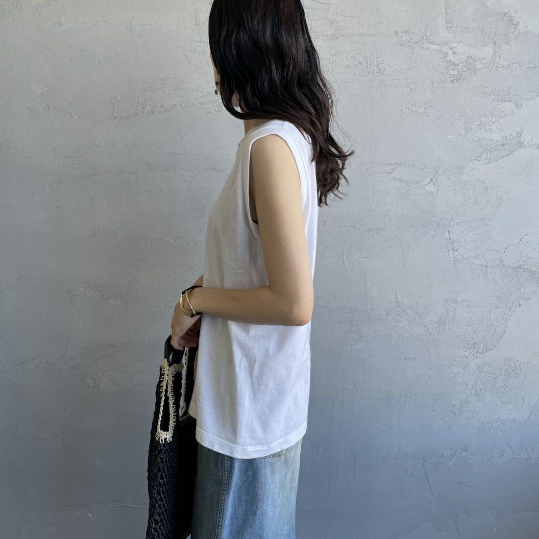 Hanes [ヘインズ] ウィメンズ ジャパンフィット 2枚組 スリーブレスTシャツ [HW5327] 904 ﾋﾟﾝｸ/ﾎ &&モデル身長：160cm 着用サイズ：M&&