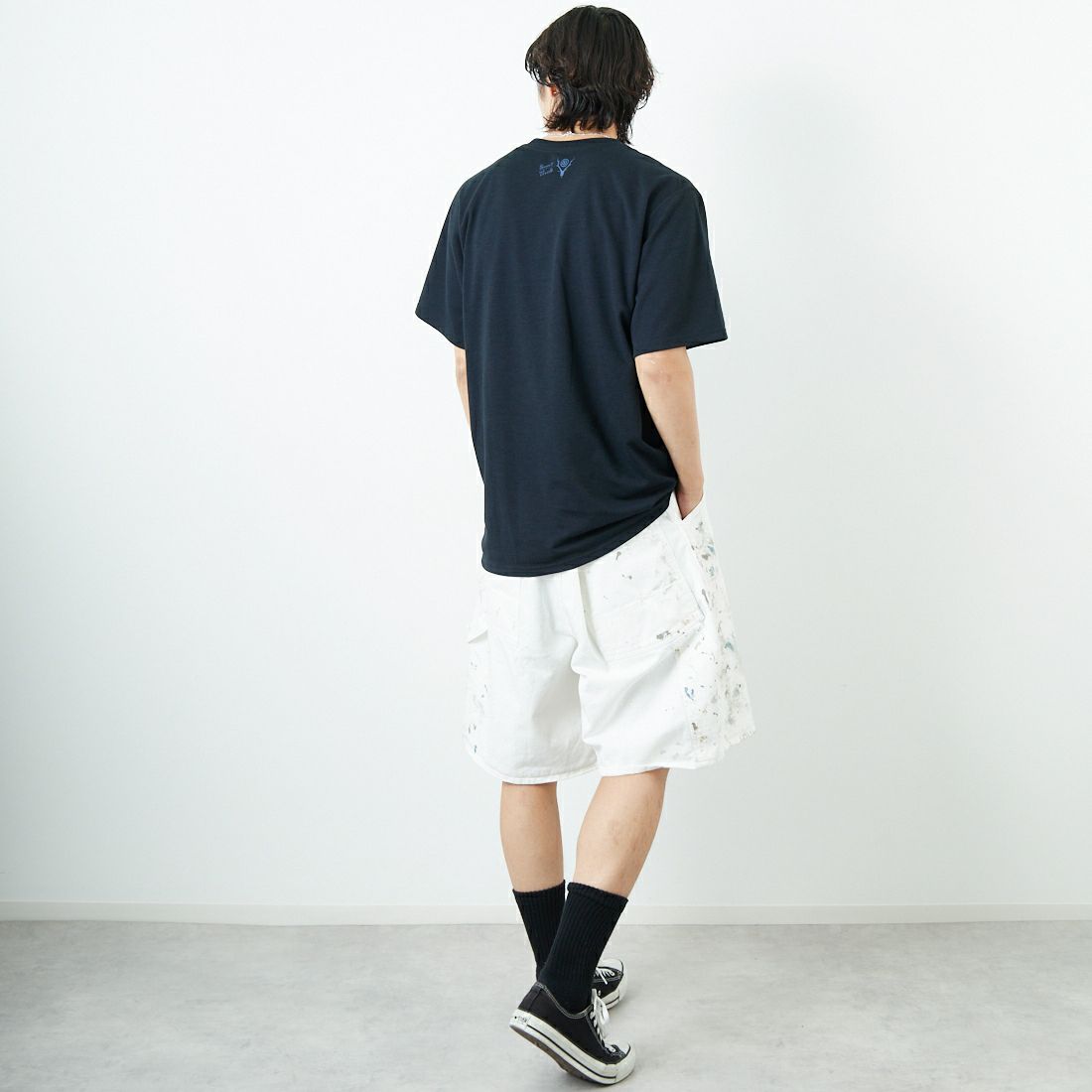 South2West8 [サウスツーウエストエイト] ショートスリーブクルーネックTシャツ [QV668] B BLACK &&モデル身長：179cm 着用サイズ：M&&