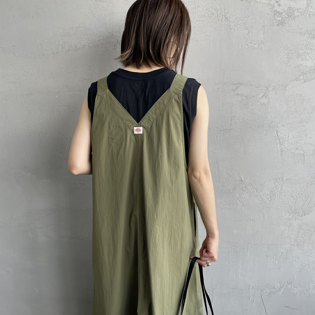 DANTON [ダントン] サロペットスカート [DT-F0048NCP] OLIVE &&モデル身長：158cm 着用サイズ：36&&