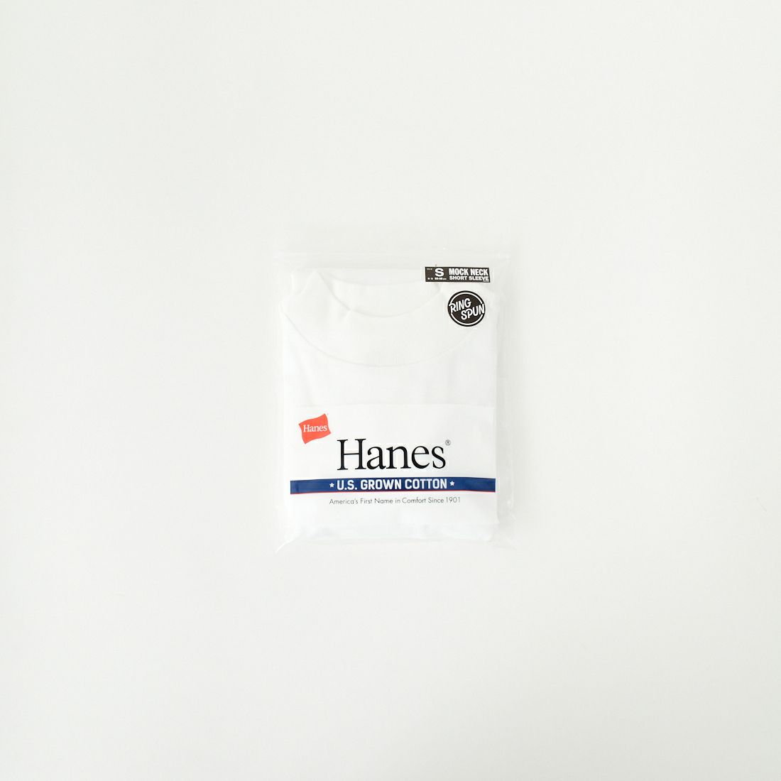 Hanes [ヘインズ] リングスパンUSコットン モックネックTシャツ [HM1-B204] 010 ﾎﾜｲﾄ
