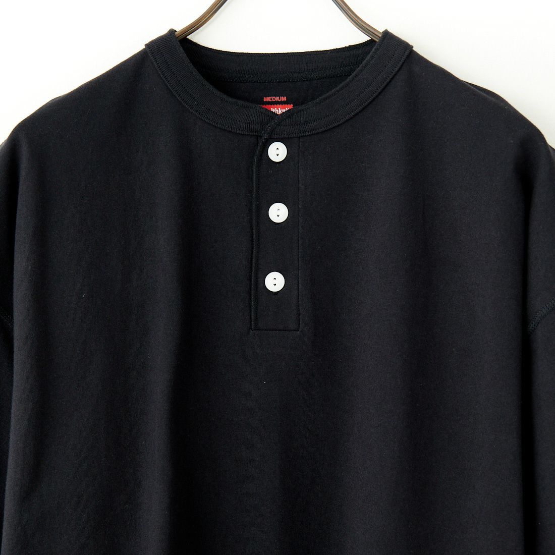 Health knit [ヘルスニット] 別注 ビッグシルエット ヘンリーネックTシャツ [HR25S-M121-JF] BLACK