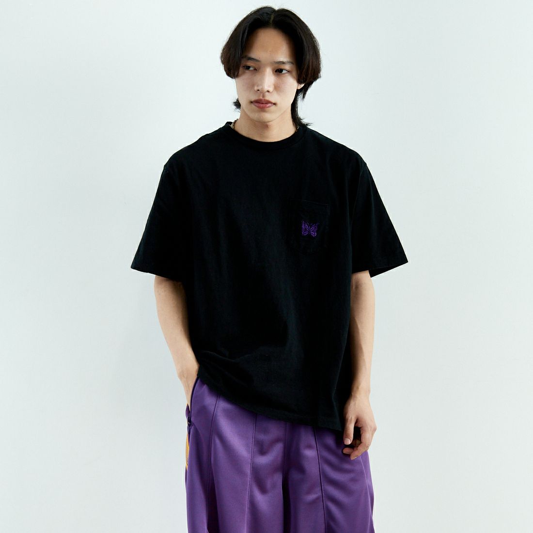 Needles [ニードルズ] パピヨン刺繍ポケットTシャツ [QV357]｜ジーンズ 