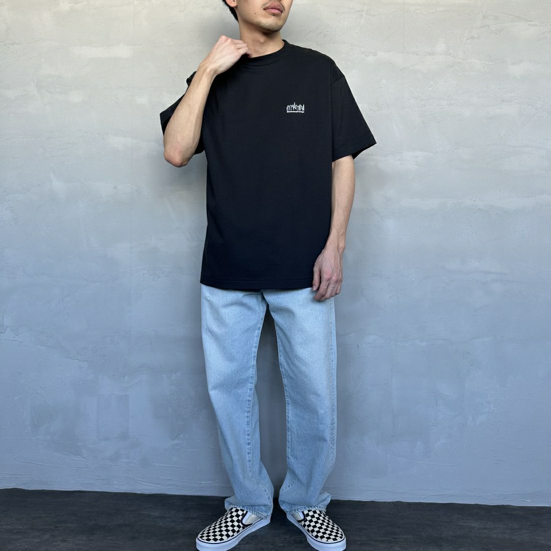 MANHATTAN PORTAGE [マンハッタンポーテージ] ショートスリーブ プリントTシャツ [MP-M579] BLACK &&モデル身長：168cm 着用サイズ：L&&