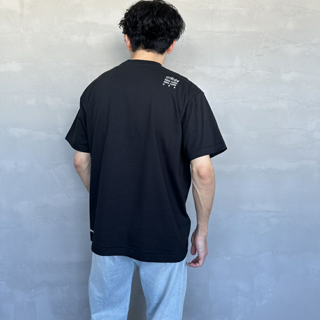MANHATTAN PORTAGE [マンハッタンポーテージ] ショートスリーブ プリントTシャツ [MP-M579] BLACK &&モデル身長：168cm 着用サイズ：M&&