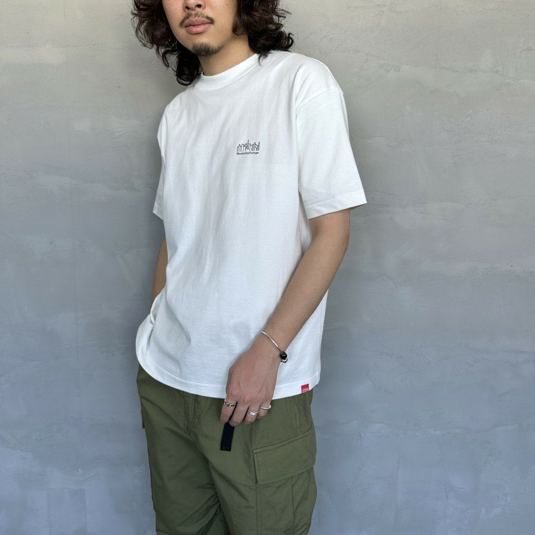 MANHATTAN PORTAGE [マンハッタンポーテージ] ショートスリーブ プリントTシャツ [MP-M579] WHITE &&モデル身長：173cm 着用サイズ：M&&